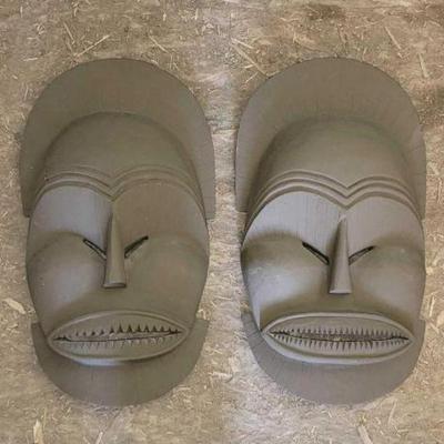 #9054 â€¢ (2) Wooden African Masks
