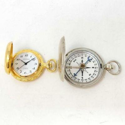 #1124 â€¢ Wakmann Pocket Watch & Taylor Compass
