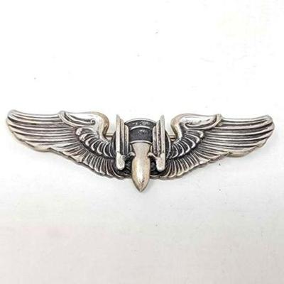 #910 â€¢ Sterling Silver U.S. WWII Aerial Gunner Wing Pin, 24g

