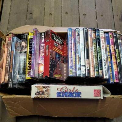 #10516 â€¢ Box of Over 50 Adult DVDs
