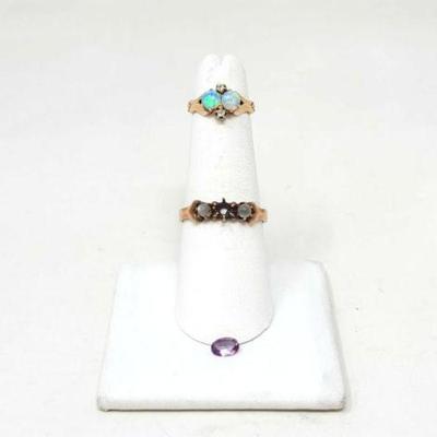 #818 â€¢ 10k Gold Rings and Loose Amethyst Stone, 5g
