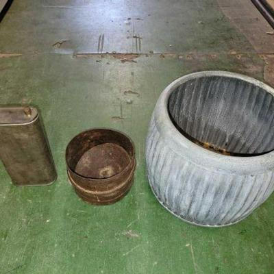 #6557 â€¢ Tin Plant Pot, Metal Can & Metal Part
