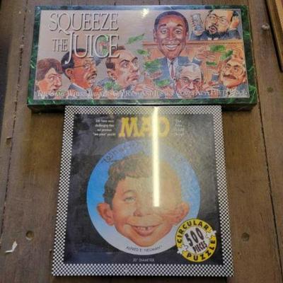 #10606 â€¢ Squeeze the Juice Board Game & Mad 500 Piece Puzzle
