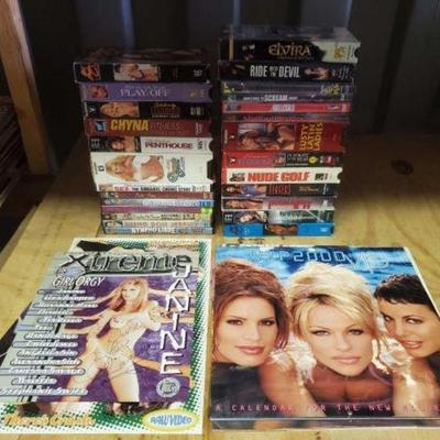 #10526 â€¢ SIGNED Adult VHS Tapes, DVDs, Calendars and Poster
