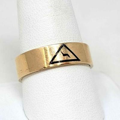 #706 â€¢ 14k Gold Band Freemason Ring, 6g
