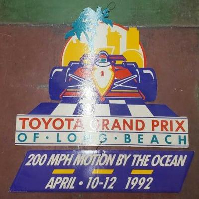 #6320 â€¢ Vintage Toyota Grand Prix Long Beach Cardboard Sign

