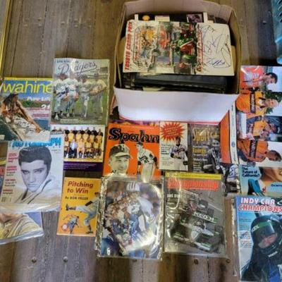#10742 â€¢ Box of Signed Sports Magazines and Photos
