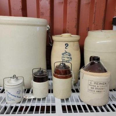 #6552 â€¢ Ceramic Jars, Jugs, Vase and Large Crock
