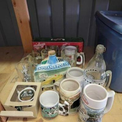 #10610 â€¢ Collection of Glass Mugs, Cups & Steins
