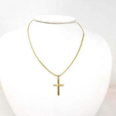 #704 â€¢ 14k Gold Chain & Cross Pendant, 6g
