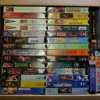 #10514 â€¢ Box of Over 50 Adult VHS Tapes

