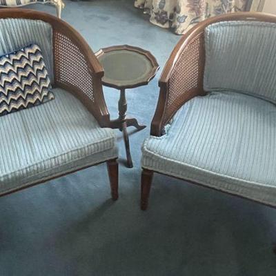 Pair of Curved Back Chair with caned sides