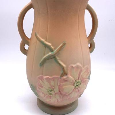 Weller “ Dogwood” handled vase. Ht. 12 3/4”