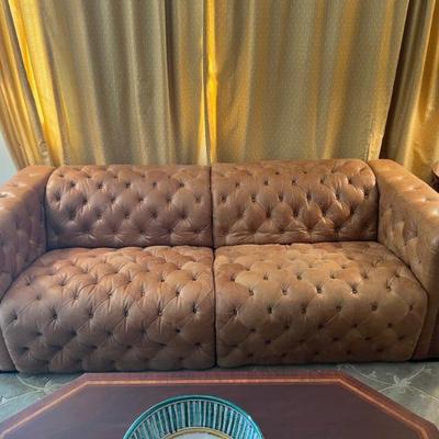 This item is available for PRESALE.  Please text photo to 760-668-0554 to purchase
Chesterfield Leather Sofa 90" x 40"...
