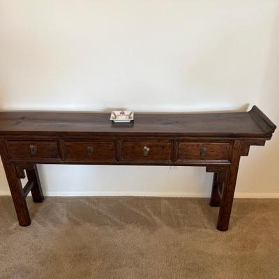 This item is available for PRESALE.  Please text photo to 760-668-0554 to purchase
Asian Sofa Table  80" x 33" x14" $100