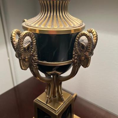 This item is available for PRESALE.  Please text photo to 760-668-0554 to purchase
Vintage Brass Rams Head Lamp.  28" x 14" x...