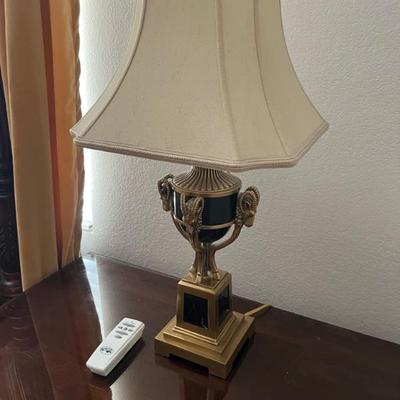 This item is available for PRESALE.  Please text photo to 760-668-0554 to purchase
Vintage Brass Rams Head Lamp.  28" x 14" x...
