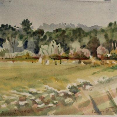 "Wye's Field," watercolor landscape by Ronny's sister, Helen Nadler