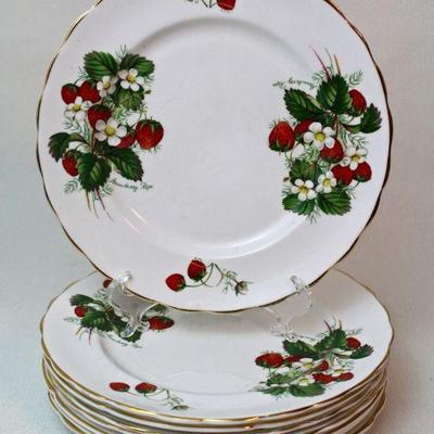 Strawberry plates made by Crownford, England