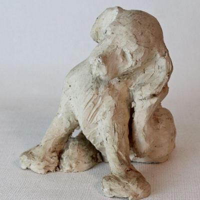 "Scratching Dog" - terra cotta sculpture by Ronny Waters