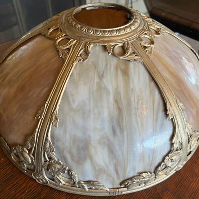 Circa 1920 - 1930 Bent Slag Paneled Glass Shade in lovely cream beige colors