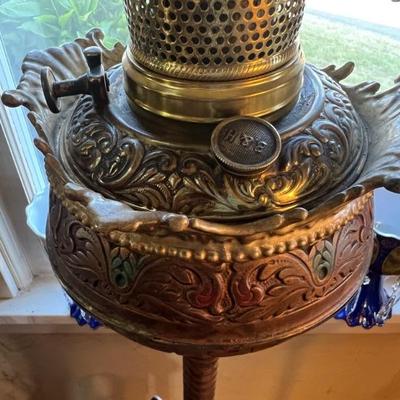 Rare Antique B&H Kerosene Floor Lamp