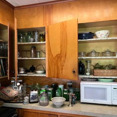 Vintage everywhere you look! Depression glass bowls and more.