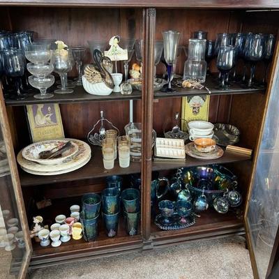 Large assortment of glassware, dishes, and entertaining items