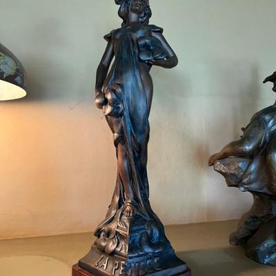 Beautiful art nouveau statue sculpture, titled La Pensee, attributed to Anton Nelson. 
