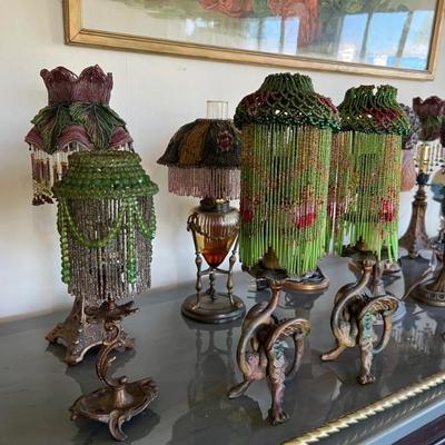 Vintage beaded lamps - many with antique Czech beads