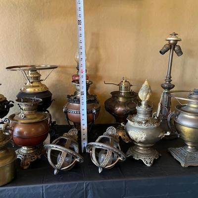 Various antique lamp bases and sizes