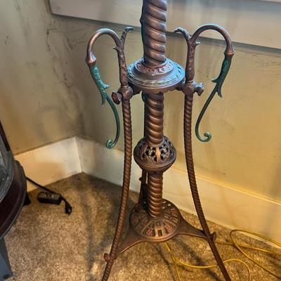 Rare Antique B&H Kerosene Floor Lamp