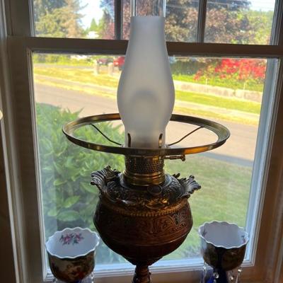 Rare Antique B&H Kerosene Floor Lamp