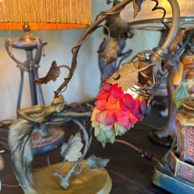 Dozens of antique table lamps from the art deco and art nouveau periods. 