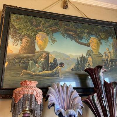 Vases and art abound! Maxfield Parrish prints