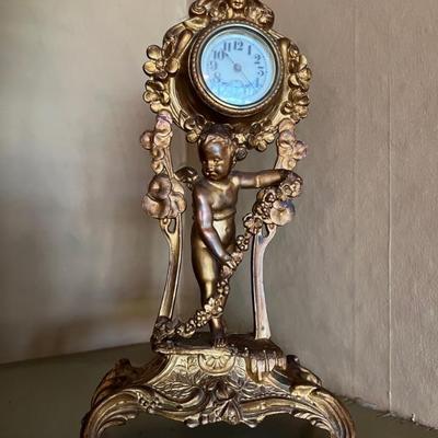 Antique Art Nouveau Cherub Figural Mantel Clock