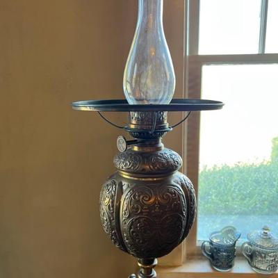 Very Rare Antique E.M. Duplex Kerosene Floor Lamp
