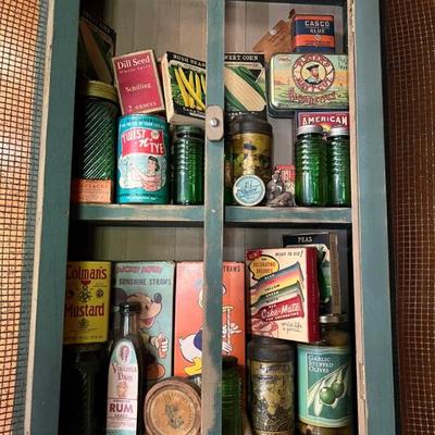 A large selection of antique ephemera and old grocery/pharmacy boxes