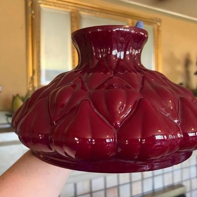 10 inch Cased Deep Burgundy Red Glass Aladdin Artichoke Shade