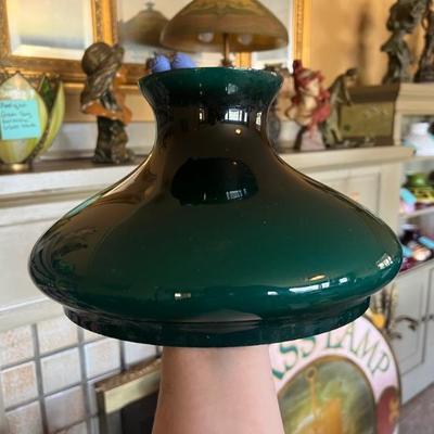 10 inch Cased Green Glass Tam O Shanter Kerosene Lamp Shade