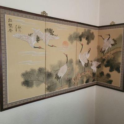 Asian Cranes wall hanging