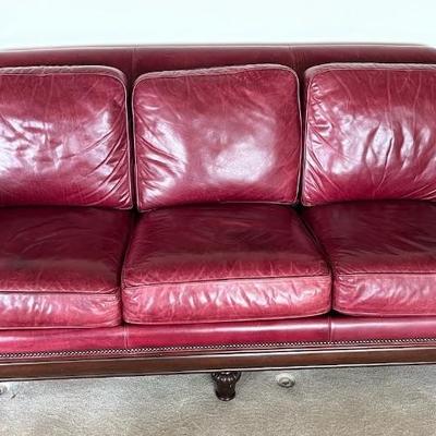 Leather Sofa Couch with Gorgeous Wood Frame