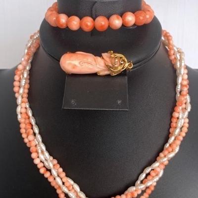 Coral Jewelry Set