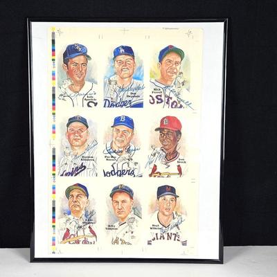 Perez-Steele Uncut Sheet of Nine Hall of Famers, Autographed by Many