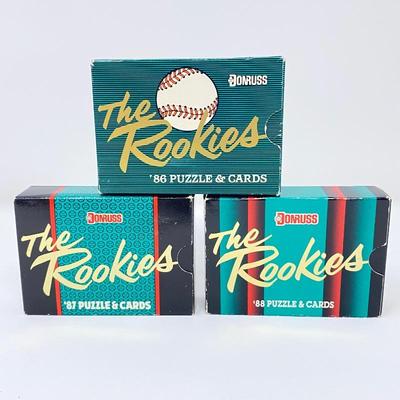 1986, 1987, & 1988 Donruss Rookie Cards- SET of 3- Each has 56 Cards & Small Puzzle