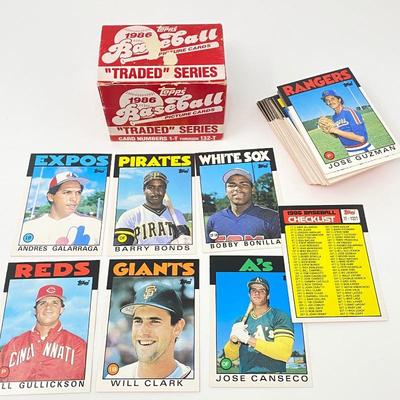 1986 Topps Traded Series Picture Card Set- w/ B Bonds, J. Canseco, W. Clark, A. Galarraga, J. Kruk, W. Clark