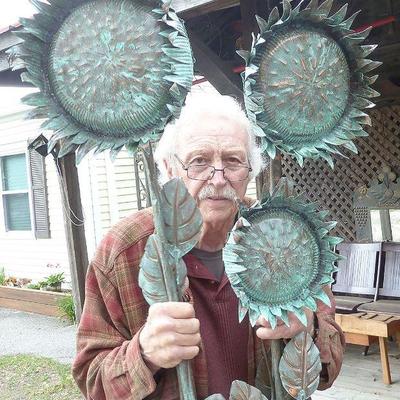 Large copper sunflowers