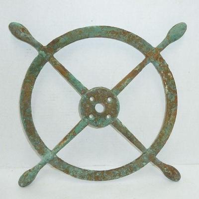 brass boat wheel, nautical