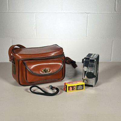 DEJUR FADEMATIC 8MM CAMERA & CAMERA BAG | Includes: 8mm film Movie Camera, original owner's manual, unopened 620 Color film, and leather...