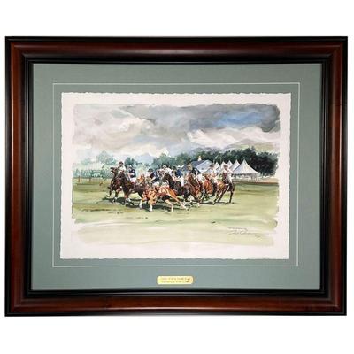 GREENWICH POLO CLUB PRINT | Limited edition, 24/100 and signed by artist, Rod Skidmore. 2002 USPA Gold Cup. - l. 32.5 x h. 26.5 in (with...